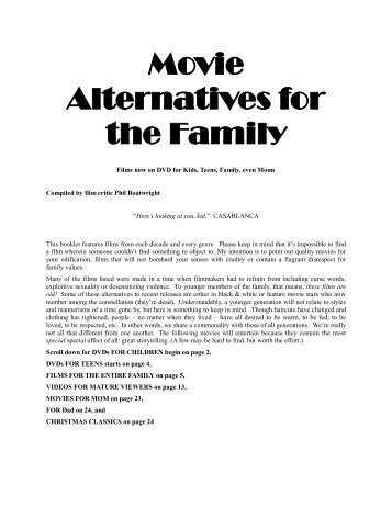 Movie Alternatives for the Family - Preview Online