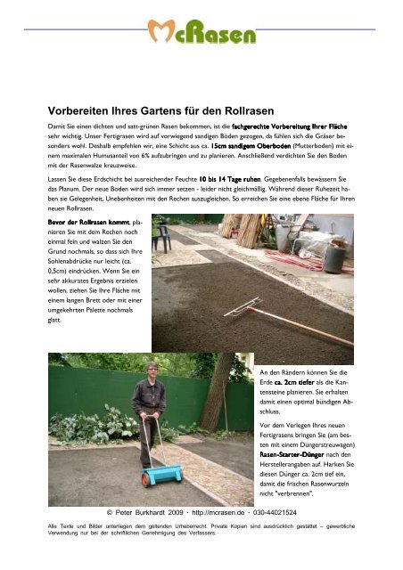 Anleitung zum RollrasenVerlegen McRasen