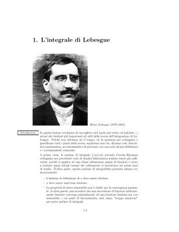 1. L'integrale di Lebesgue - Istituto di Matematica Applicata e ...