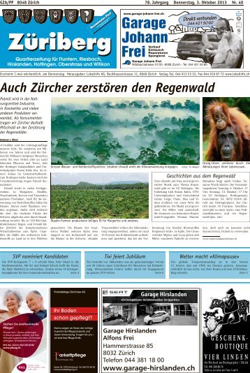 Auch Zürcher zerstören den Regenwald - Lokalinfo AG