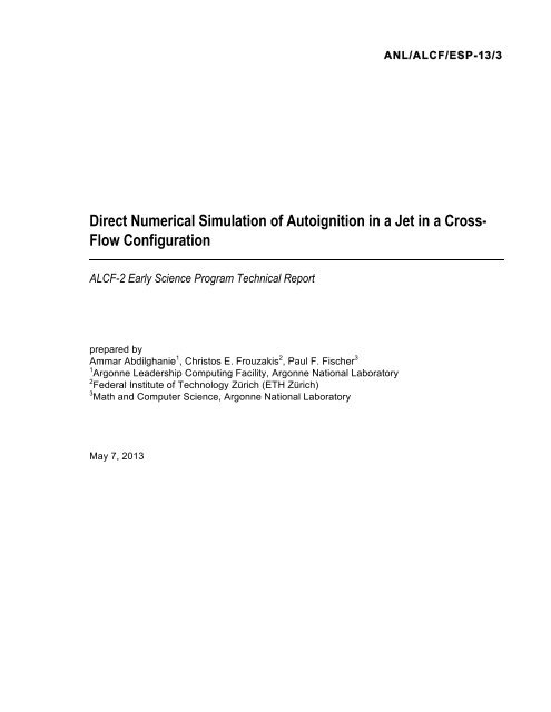 Direct Numerical Simulation of Autoignition in a Jet in a Cross-Flow ...