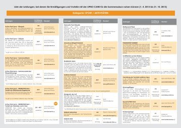 Liste der Leistungen, bei denen Sie Ermäßigungen und ... - Lipno.info