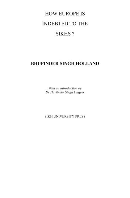 HOW EUROPE IS INDEBTED TO THE SIKHS ? - Global Sikh Studies
