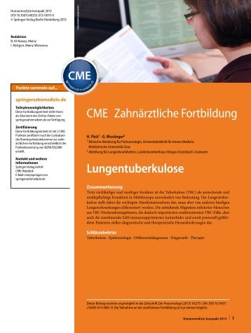 Lungentuberkulose CME Zahnärztliche Fortbildung