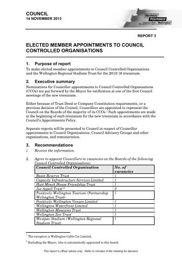 council elected member appointments to council controlled ...