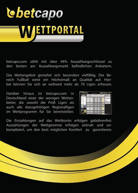 Wetten - Franchising - Produkte - bei betcapo Sports and Gambling ...