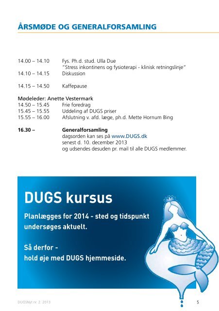 DUGSNyt nr.2 /2013 - Dansk Urogynækologisk Selskab