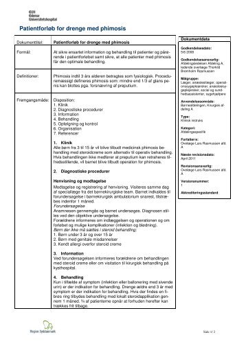 Patientforløb for drenge med phimosis - OUH.dk