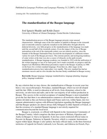 The standardization of the Basque language - Linguistic Laboratory ...