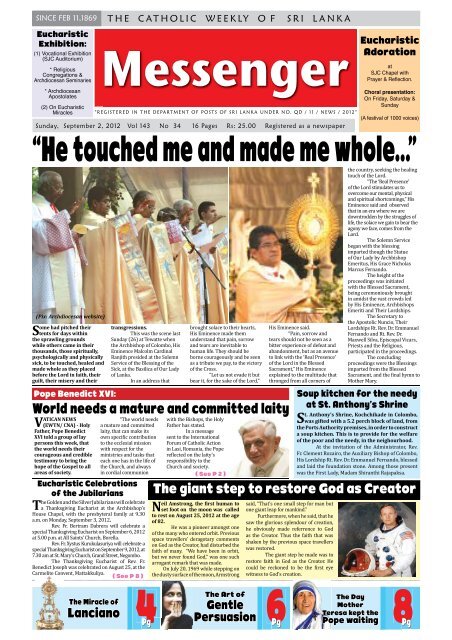 Messenger Queen Of Angels Catholic Church Rawathawatte Parish