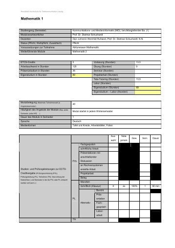 Modulhandbuch - Hochschule für Telekommunikation Leipzig