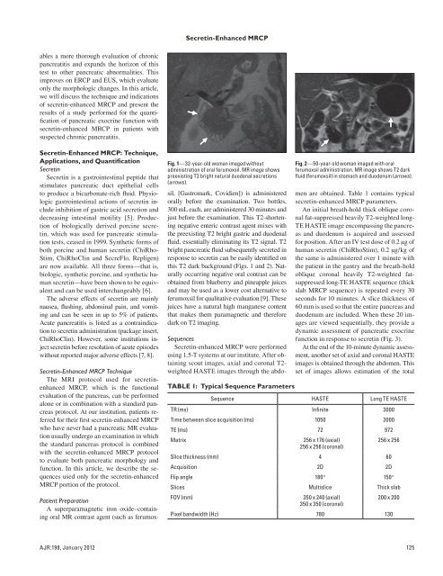 Secretin-Enhanced MRCP: Review of Technique and Application ...