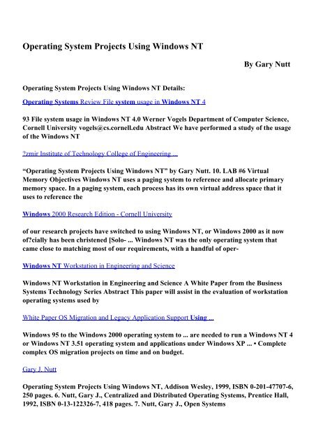 Download Operating System Projects Using Windows NT pdf ...