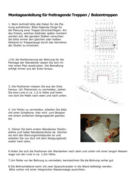 Montageanleitung für eine freitragende Treppe - Klepfer Naturstein