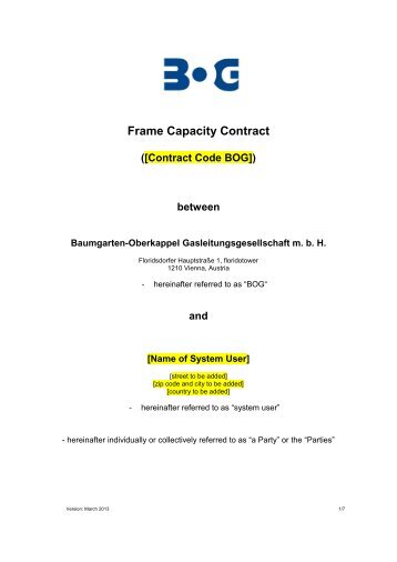 Template of Frame Capacity Contract - BOG GmbH