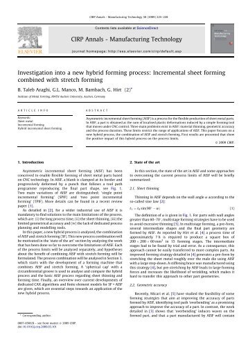 Investigation into a new hybrid forming process: Incremental sheet ...