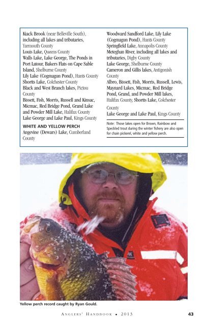 Nova Scotia Anglers' Handbook & 2013 Summary of Regulations