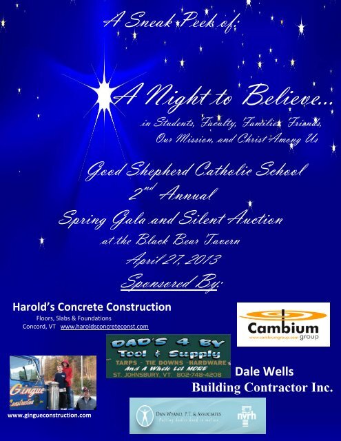 A Night to Believe… - Good Shepherd Catholic School