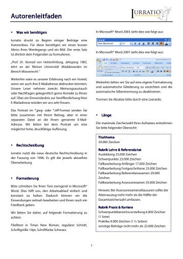 Autorenleitfaden Autorenleitfaden - Iurratio