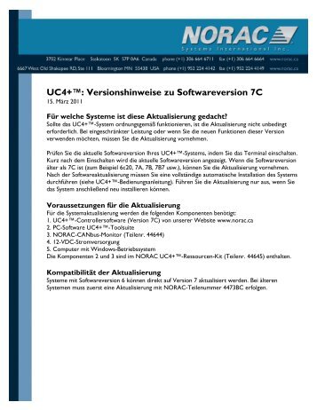 UC4+ Software 7C Release Note German - Norac