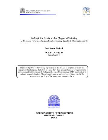 An Empirical Study on Gur (Jaggery) Industry - Indian Institute of ...