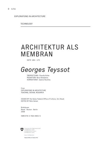 ArchiteKtur ALs MeMbrAn Georges Teyssot
