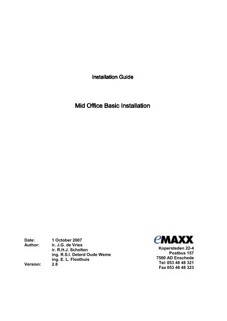 20071001 Mid Office Basic Installation Guide 2.8