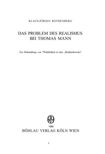 DAS PROBLEM DES REALISMUS BEI THOMAS MANN