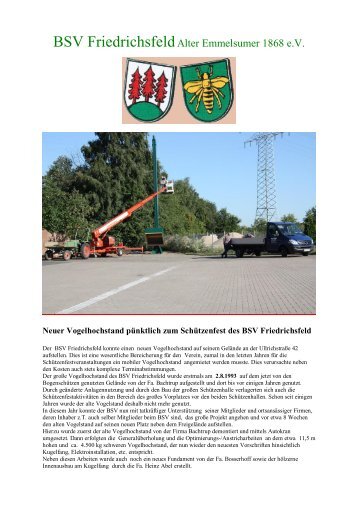 Bericht zum neuen Vogelstand - BSV Friedrichsfeld Alter ...