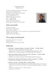 Download CV - Romanian - Universitatea Babes - Bolyai, Cluj ...