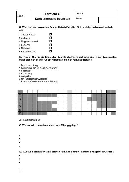 Kariestherapie begleiten - Auszubildende-zahnmedizinische ...