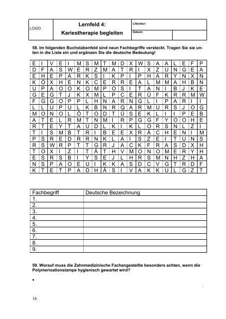 Kariestherapie begleiten - Auszubildende-zahnmedizinische ...