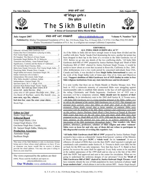 Vfgf - The Sikh Bulletin