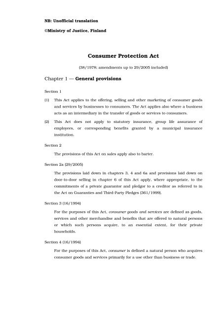 Consumer Protection Act - Finlex