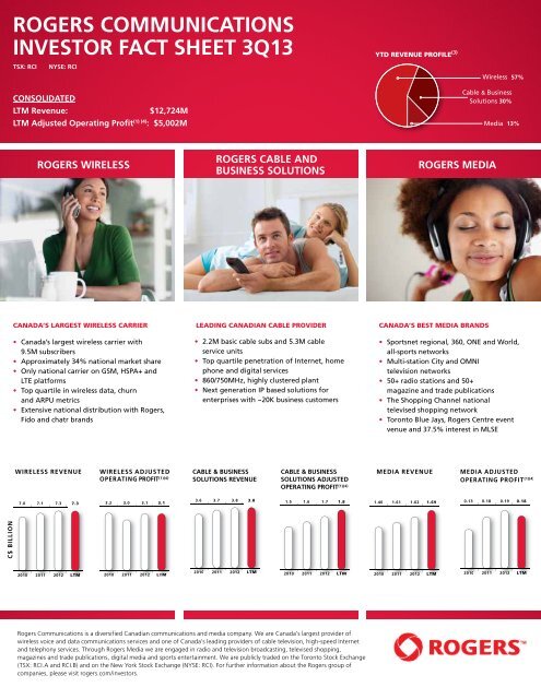 Rogers Communications Investor Fact Sheet 3q13