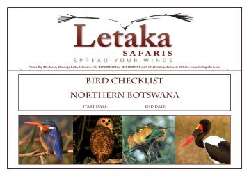 Bird checklist Northern botswana - Birding Safaris