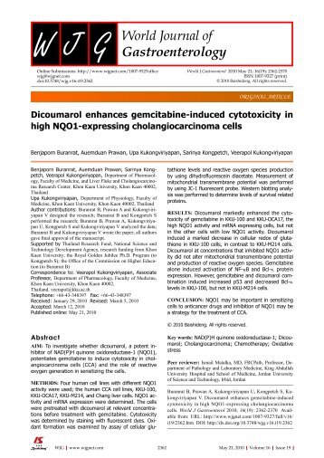 Dicoumarol enhances gemcitabine-induced cytotoxicity in high ...
