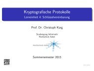 Kryptografische Protokolle - Prof. Dr. Christoph Karg - Hochschule ...