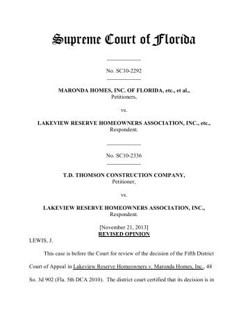 Maronda Homes, Inc. of Fla. v. Lakeview Reserve ... - Carlton Fields