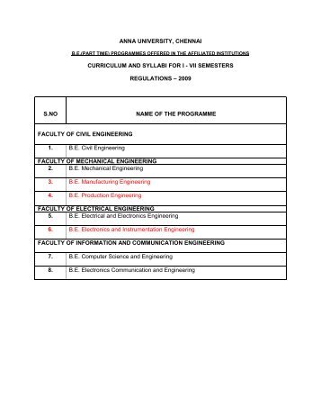 Regulations 2009 - Anna University