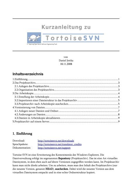 Kurzanleitung zu TortoiseSVN - Daniel Jettka