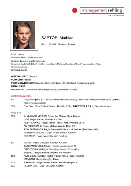 SARTOR Mathias - Management Rehling