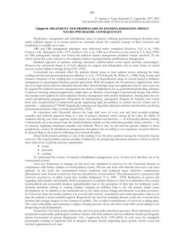 Chapter 8. Treatment and prophylaxis of ionizing radiation impact