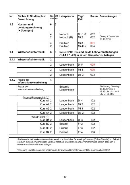 vorlesungsverzeichnis - Georg-Simon-Ohm-Hochschule Nürnberg