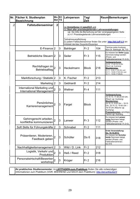 vorlesungsverzeichnis - Georg-Simon-Ohm-Hochschule Nürnberg