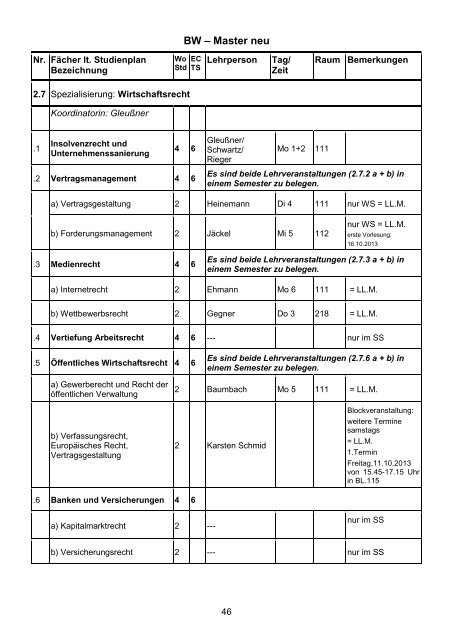 vorlesungsverzeichnis - Georg-Simon-Ohm-Hochschule Nürnberg