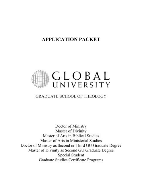 APPLICATION PACKET - Global University