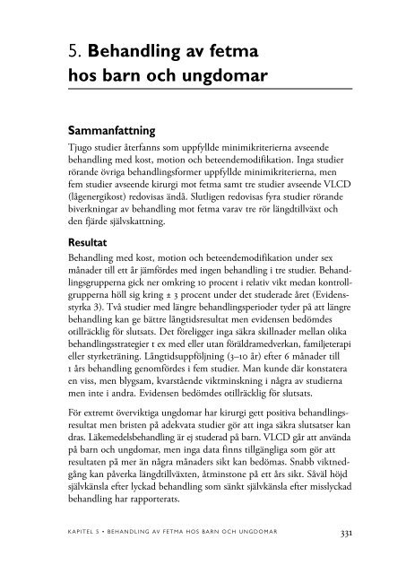 5. Behandling av fetma hos barn och ungdomar - SBU