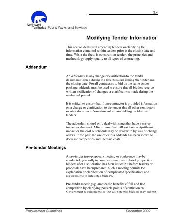 Modifying Tender Information