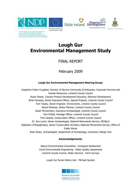 Lough Gur Environmental Management Study February 2009